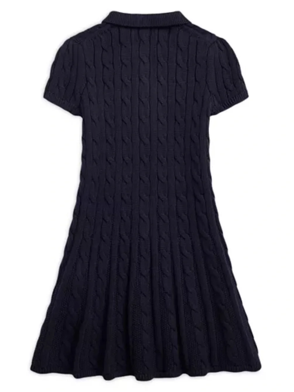 Ralph Lauren POLO Toddler Girls Navy Blue Polo Shirt Dress Sweater Cable Knit 3T